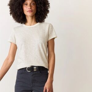 Marine Layer Tried and True Cream and Gray Striped Tee